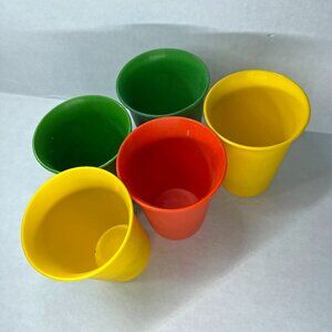Vintage Tupperware Cups Primary Colors Set of Five